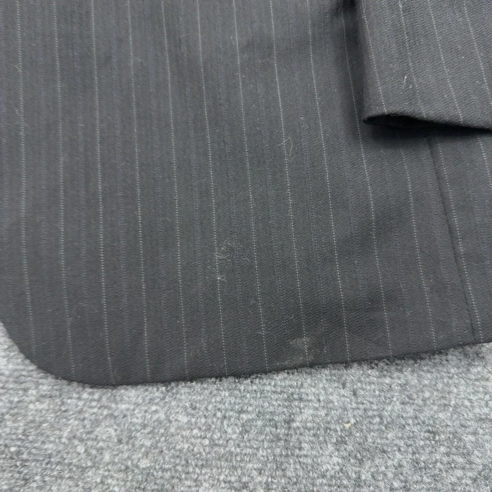 Oscar de la Renta Suit Jacket Mens 44 XL Black Wool Pinstripe 3 Button Classic